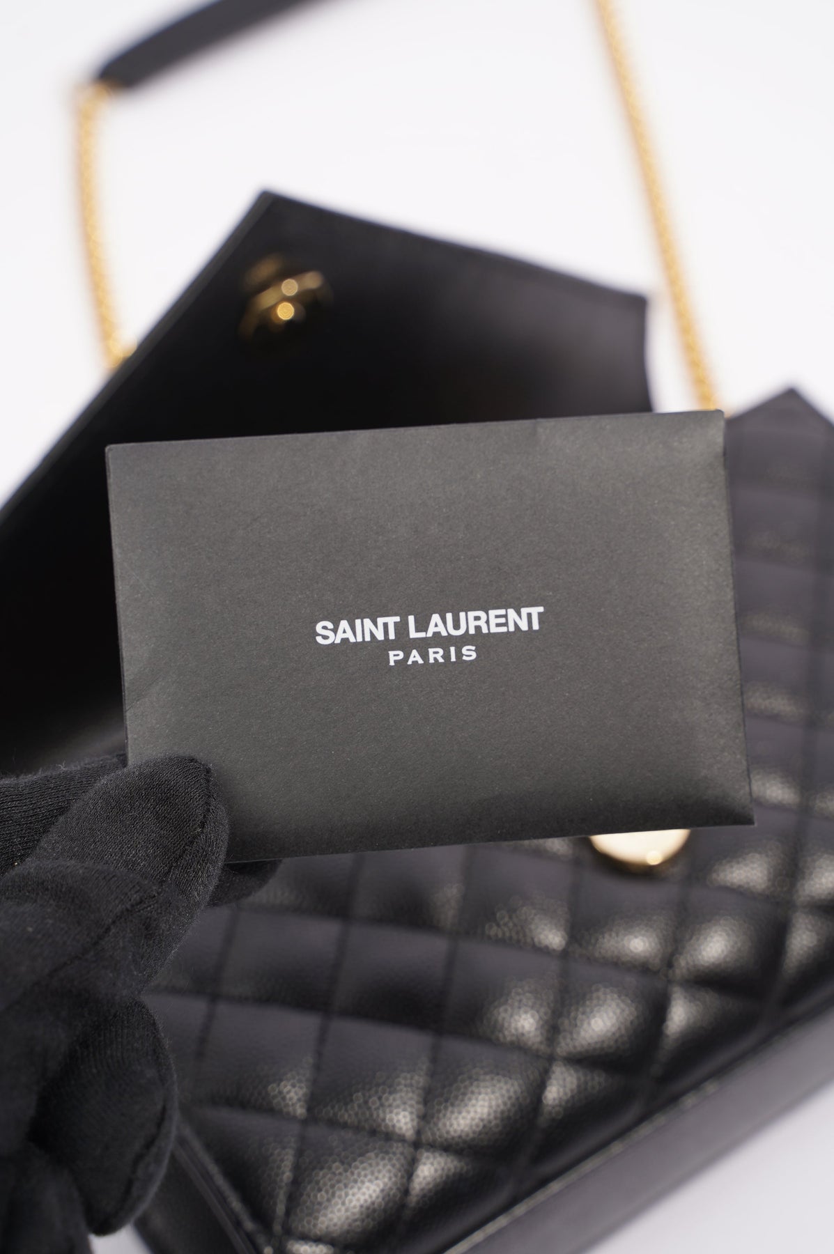 Saint Laurent Off-White Small Envelope Bag – BlackSkinny