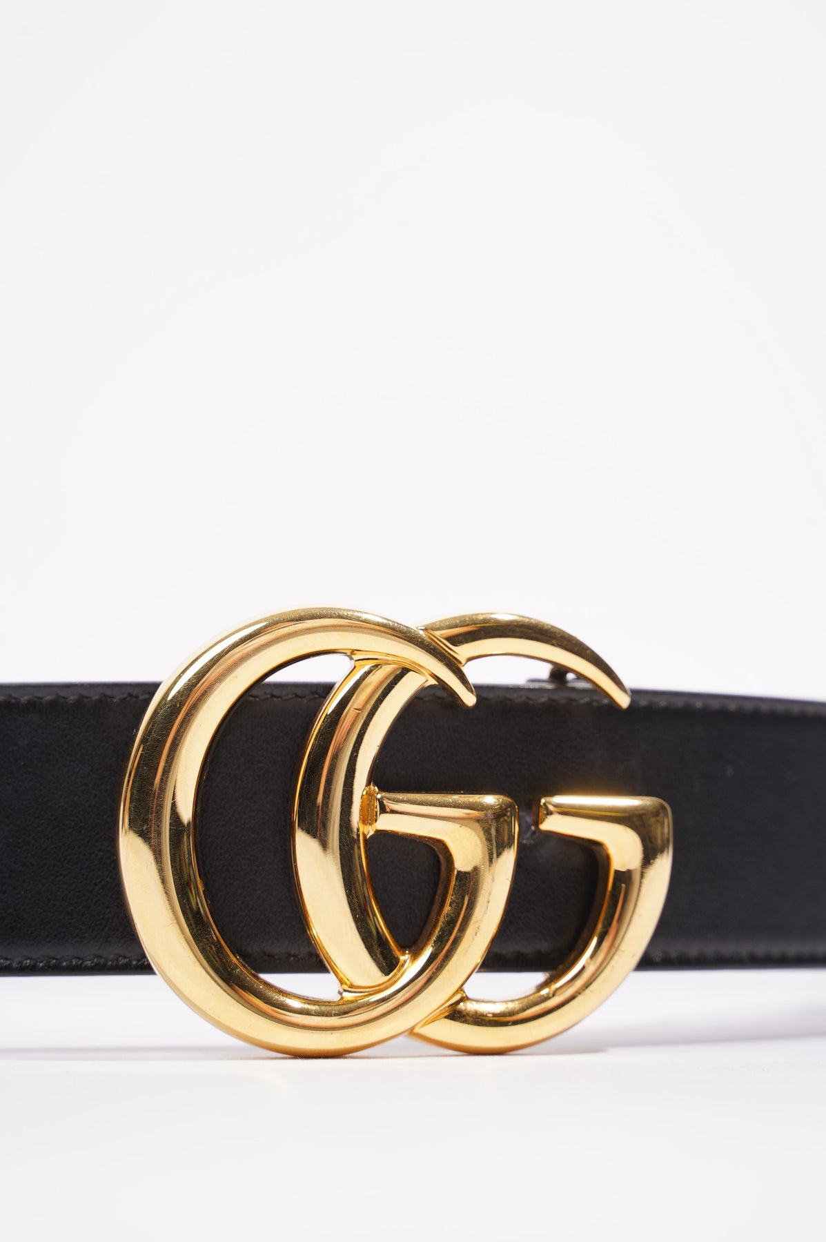 Gucci GG Marmont Leather Belt with Shiny Buckle, Size Gucci 80, Black, Leather