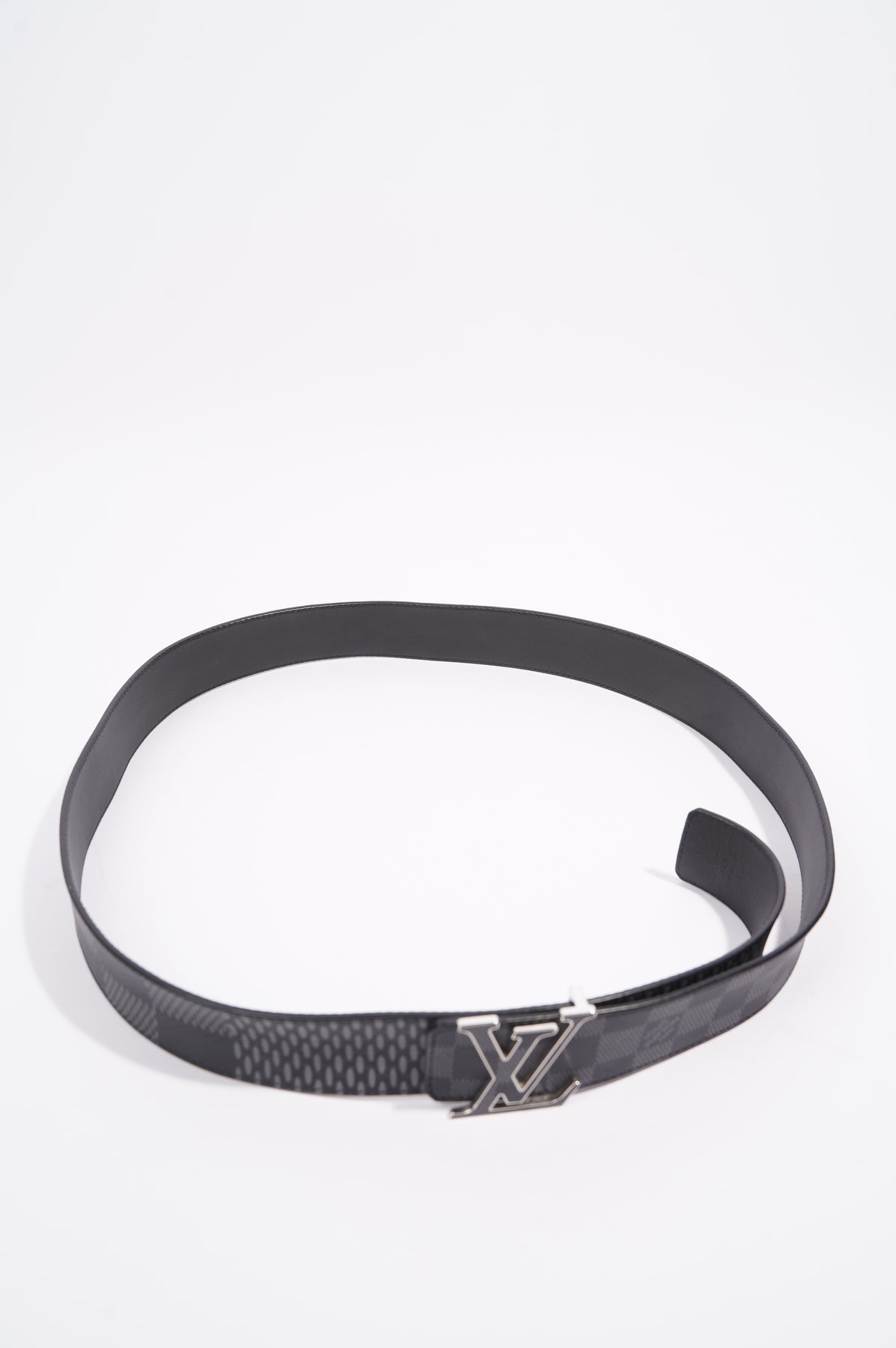 Authentic Louis Vuitton Damier Graphite LV Initials Buckle Belt