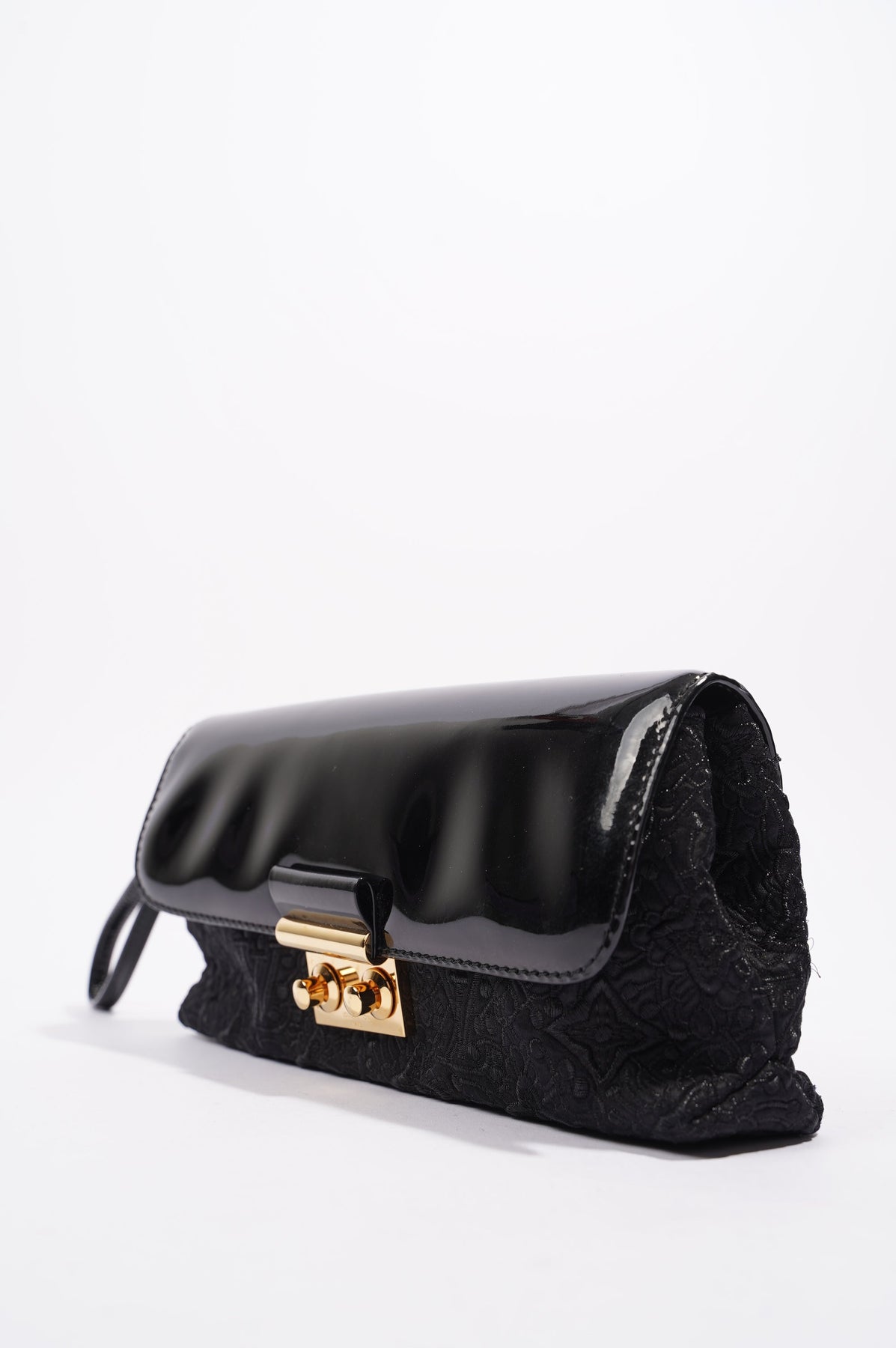 LOUIS VUITTON Slick Black Patent Leather Square Toe Cut Out Buckle Vam –  The Paper Bag Princess Vintage