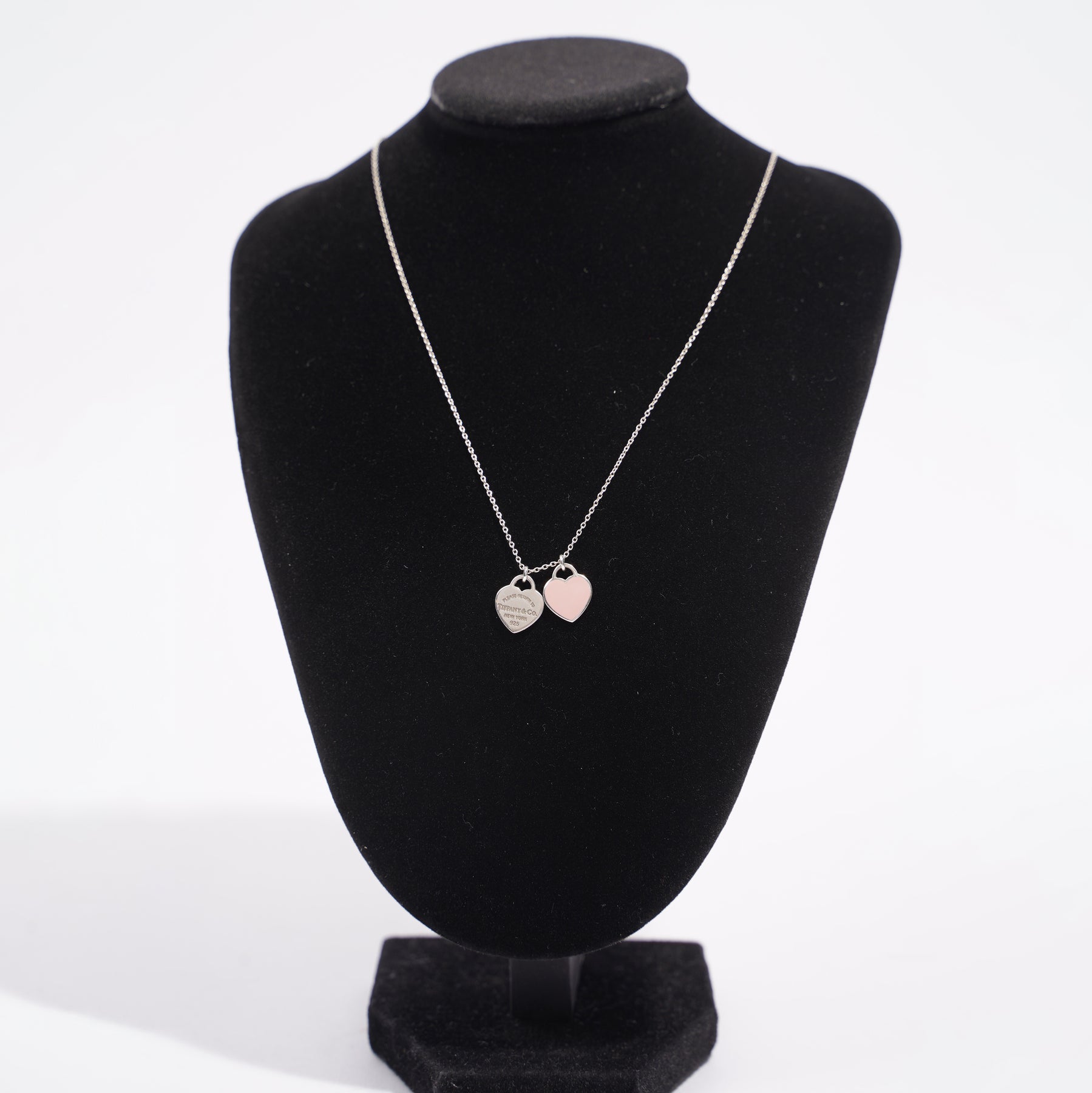 Tiffany & Co Heart Necklace Jade Blue Agate Pink Gemstone Pendant Silver  Chain | eBay