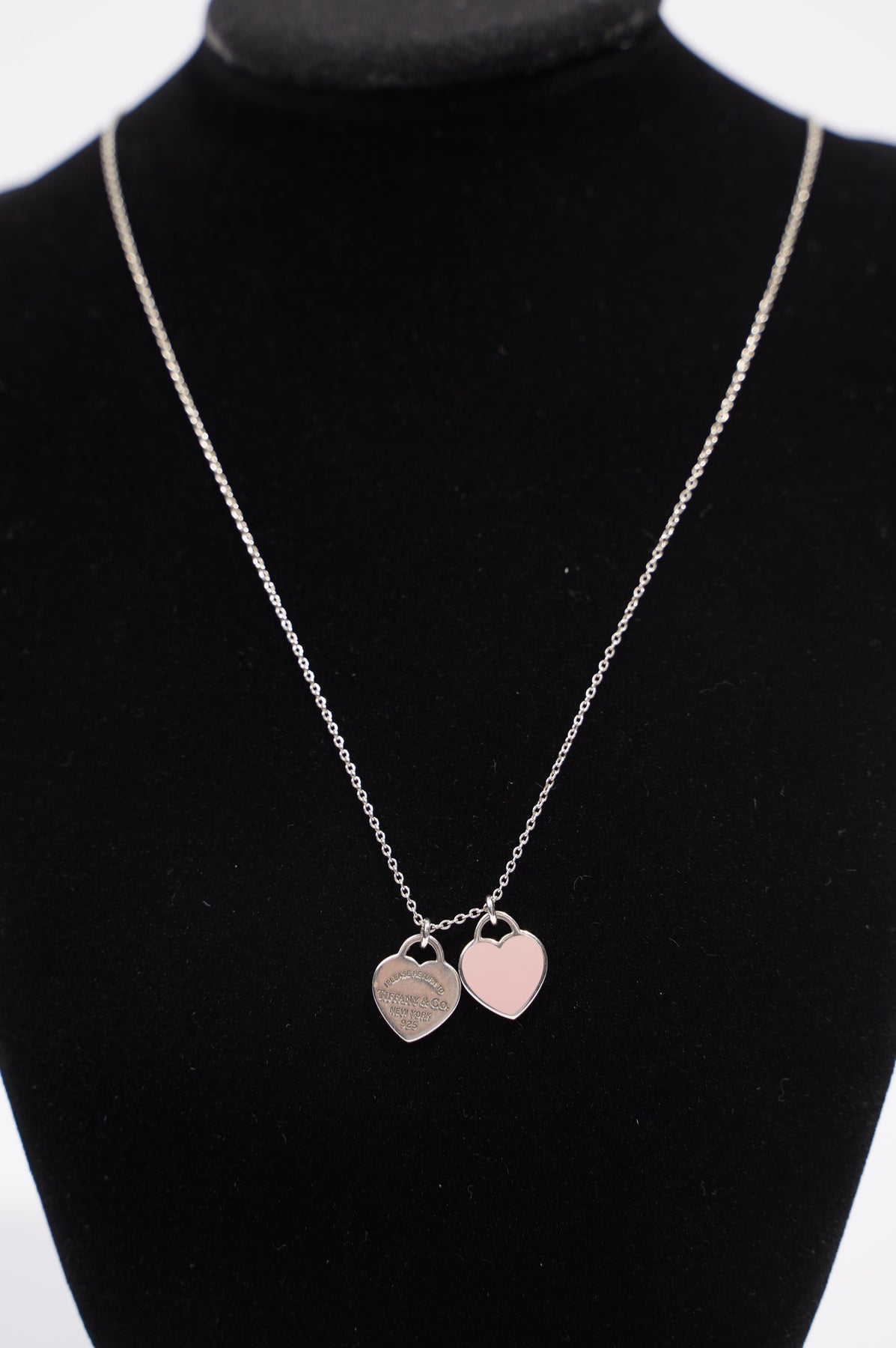 TIFFANY & Co. Return to Mini Double Heart Pendant Necklace Enamel Pink Near  Mint - Iglesia NEXT