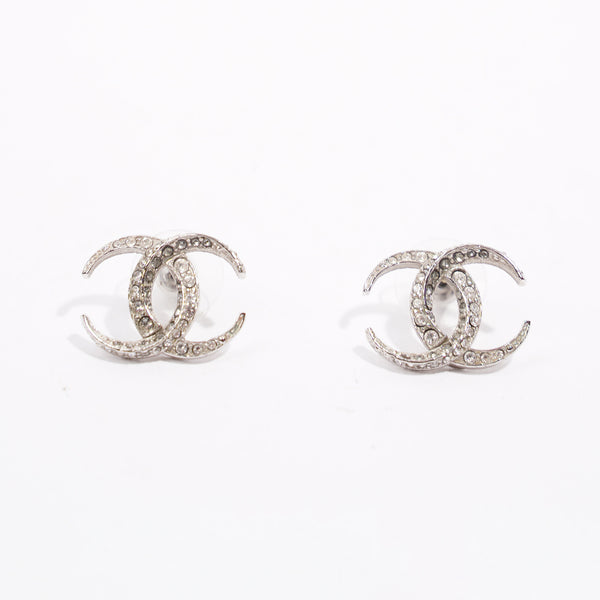 Chanel silver hot sale cc earrings