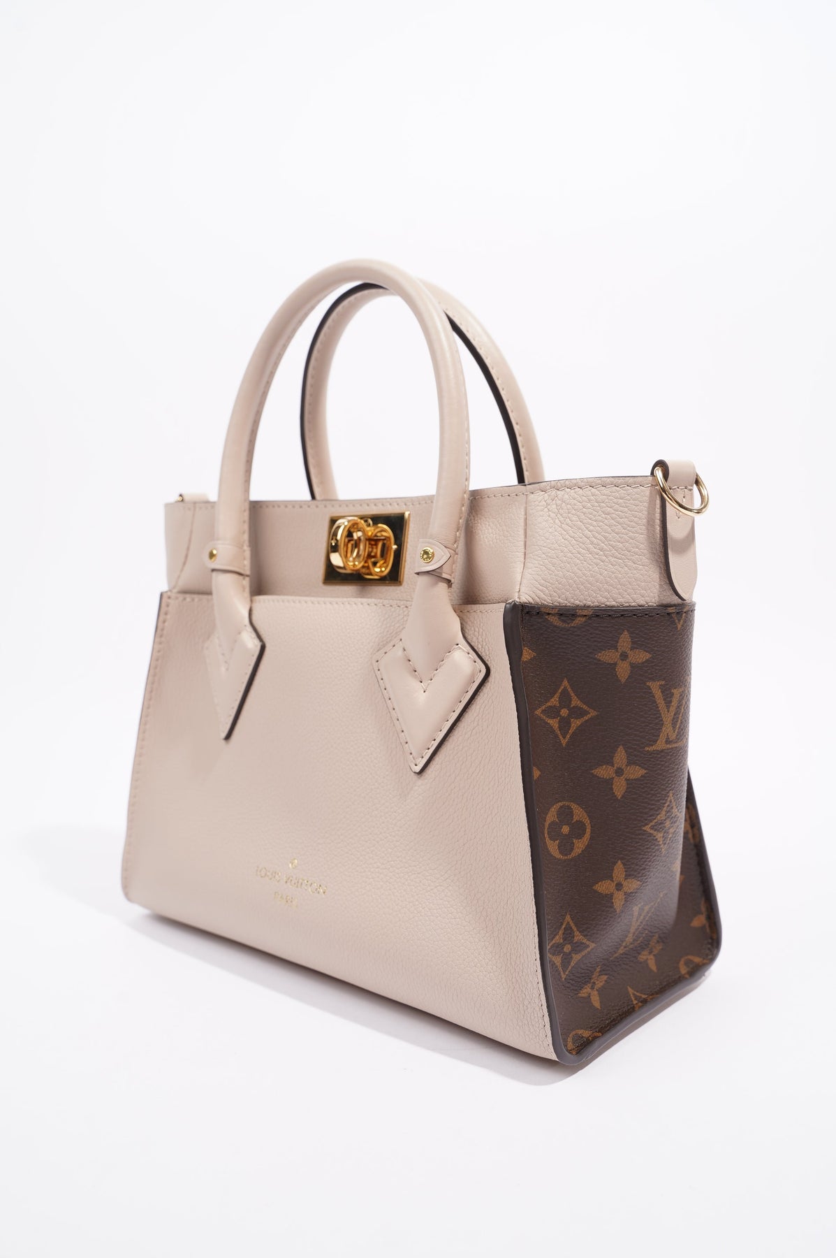 Louis Vuitton, Bags, Authenticlouis Vuitton On My Side Pm Greige Brown  Monogram Small Satchel