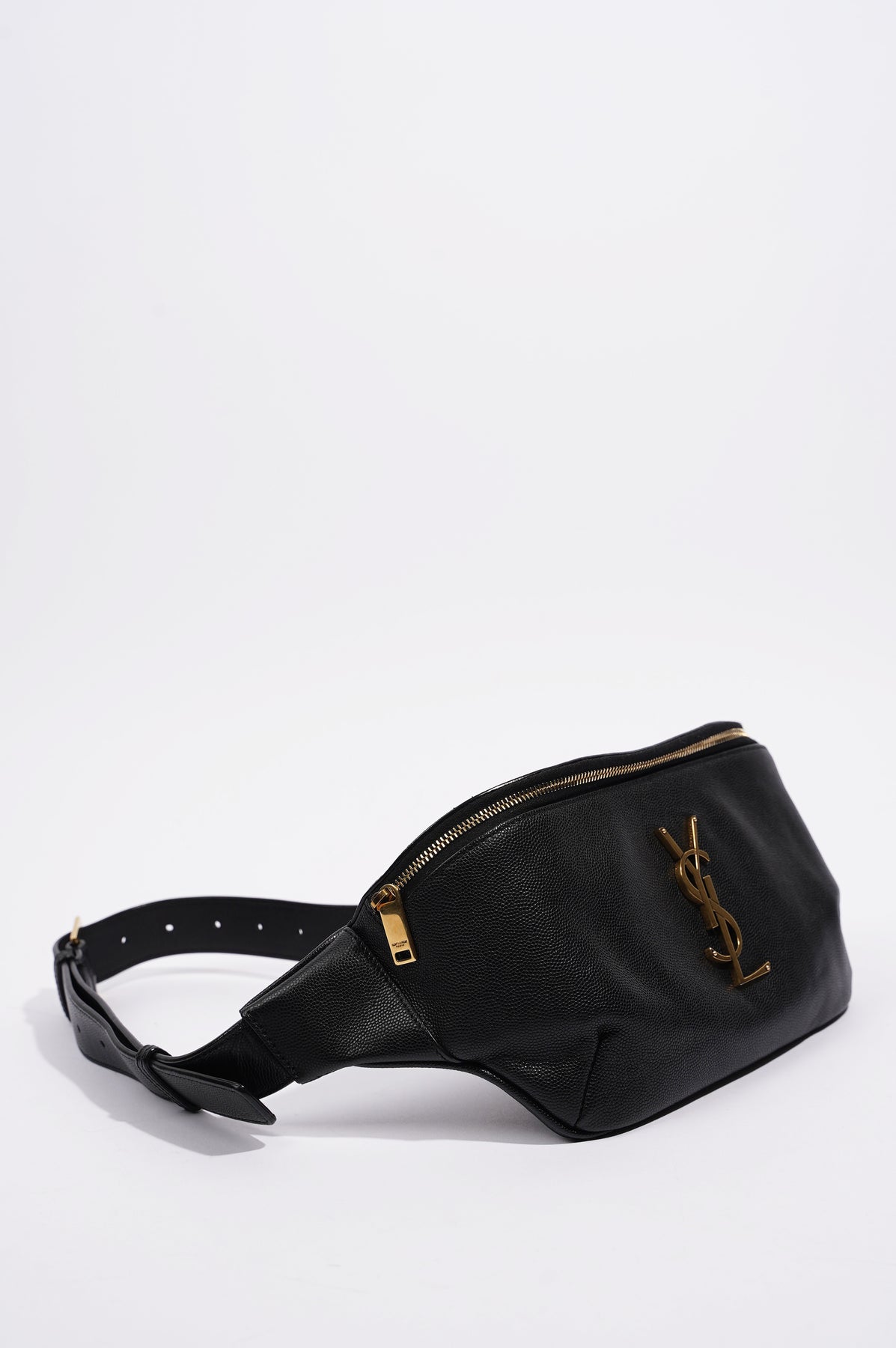 Saint Laurent Classic Monogram Leather Belt Bag In Black