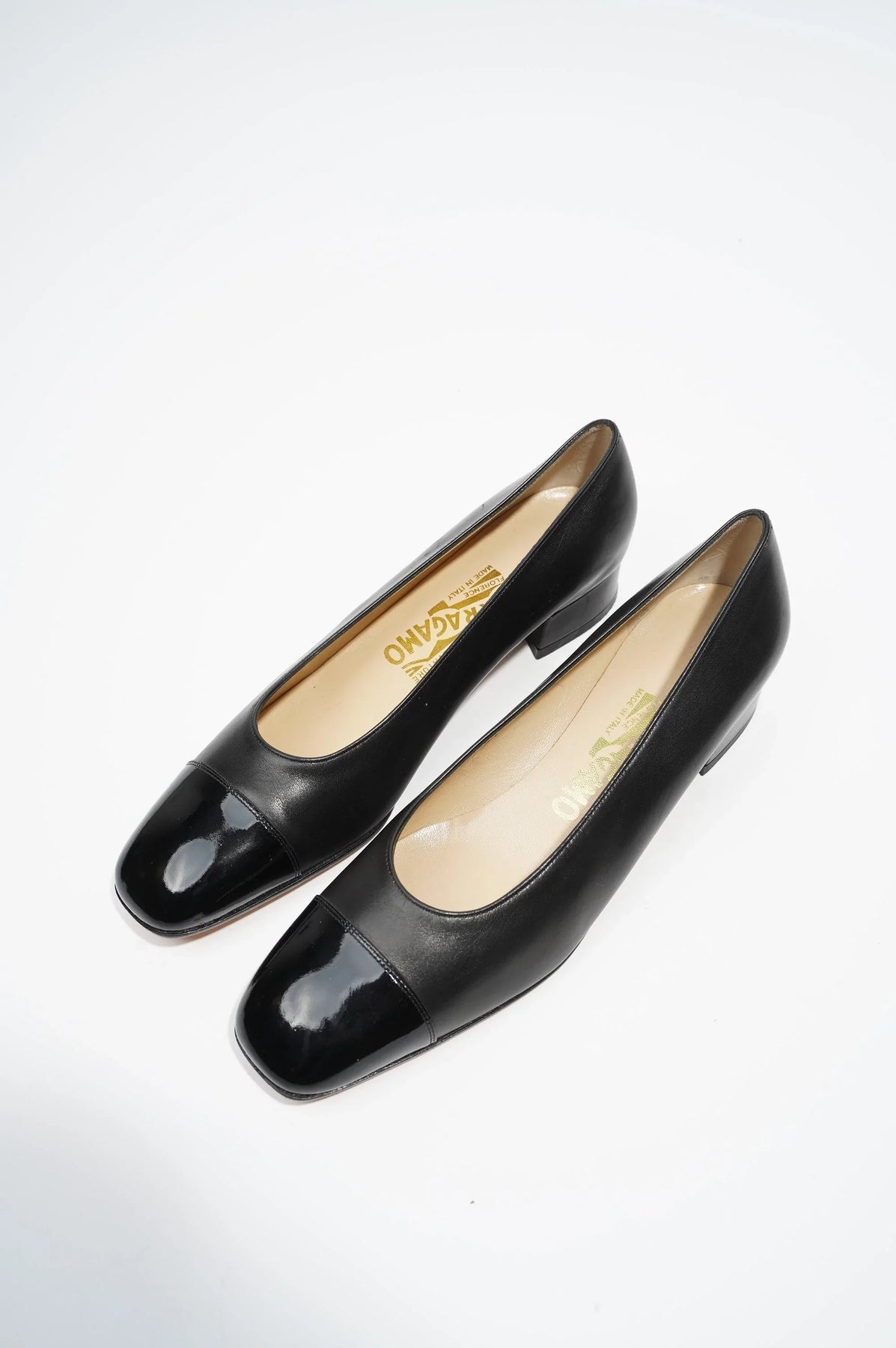 SALVATORE FERRAGAMO Leather Cap-Toe Pumps