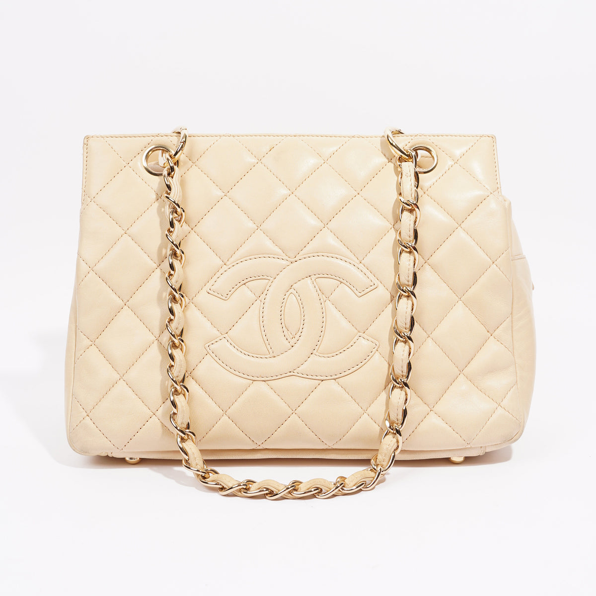 chanel leather shopping tote bag