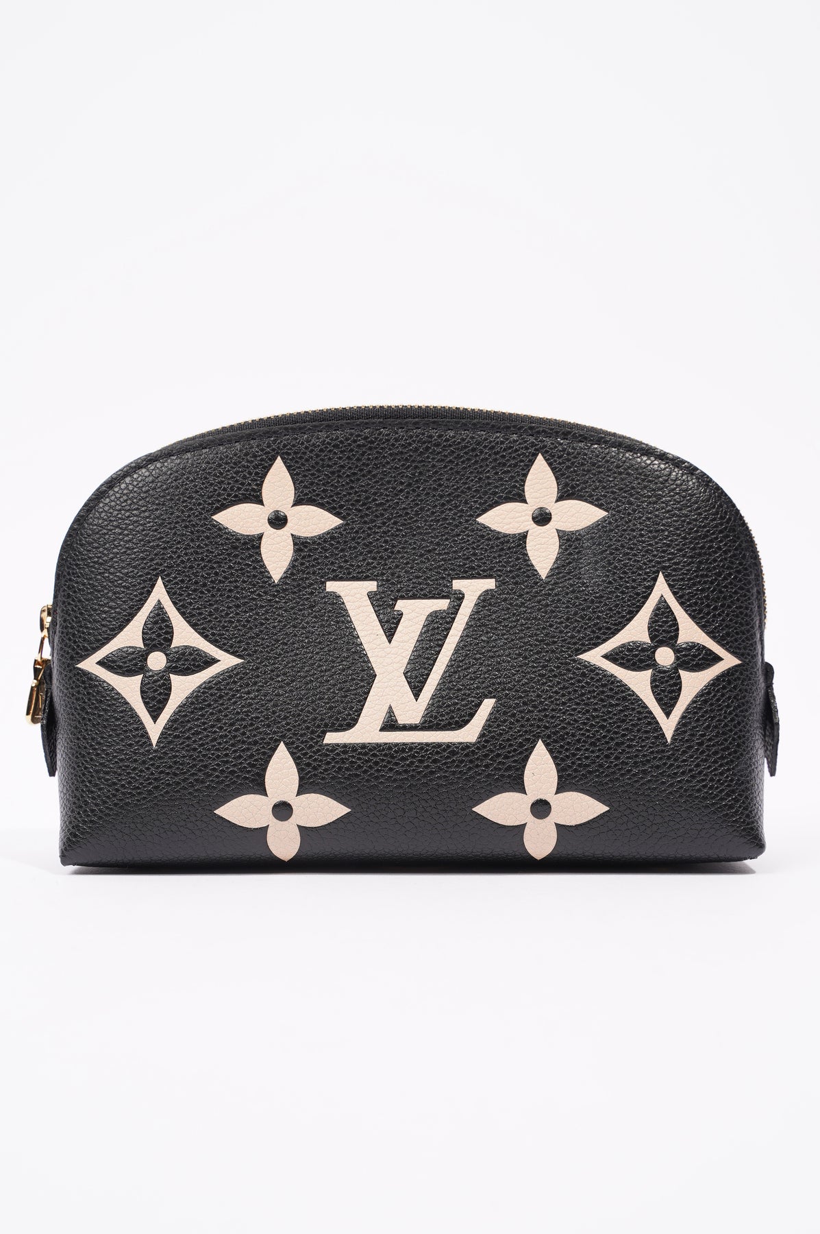 Louis Vuitton Womens Cosmetic Pouch Black / Beige Empreinte PM