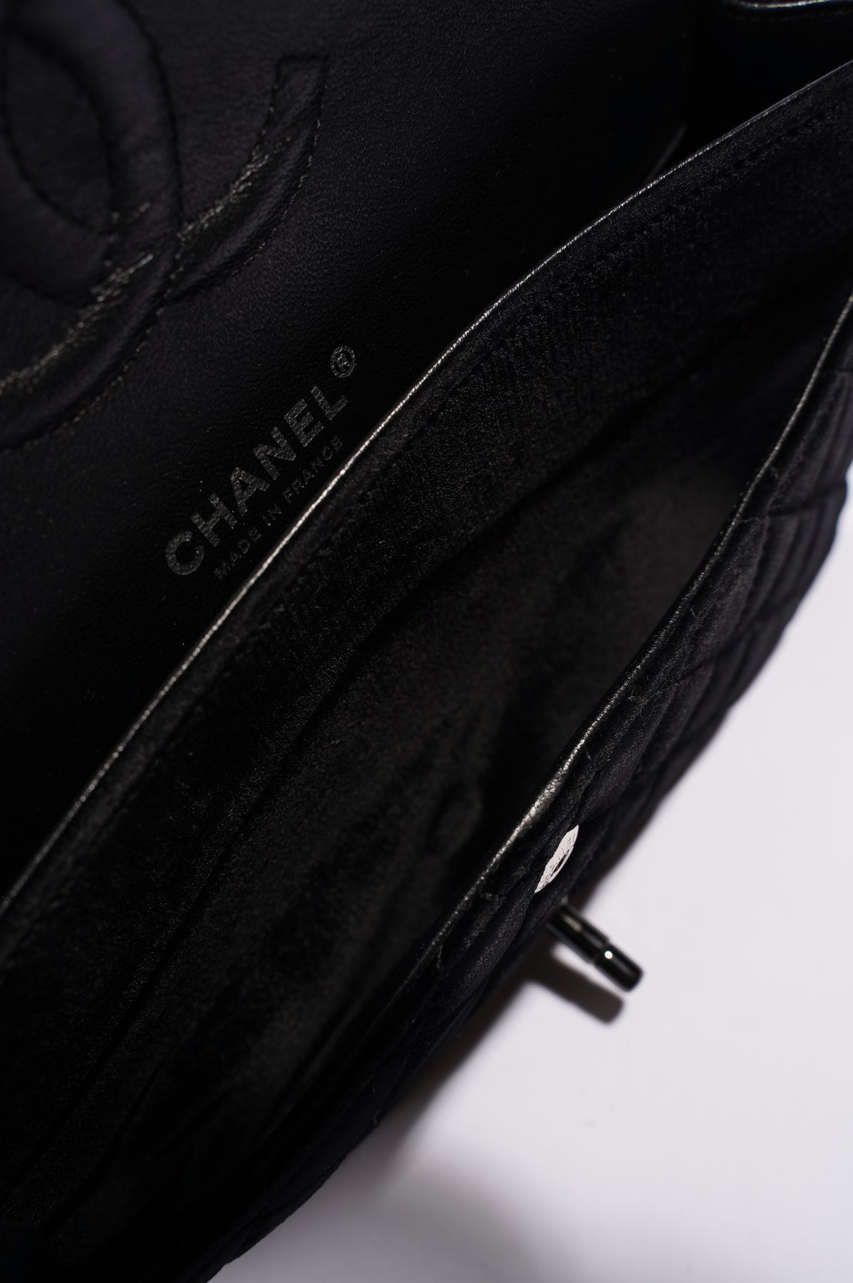 Chanel 2014 Coral Velvet Small Medium So Black CC Classic Flap For