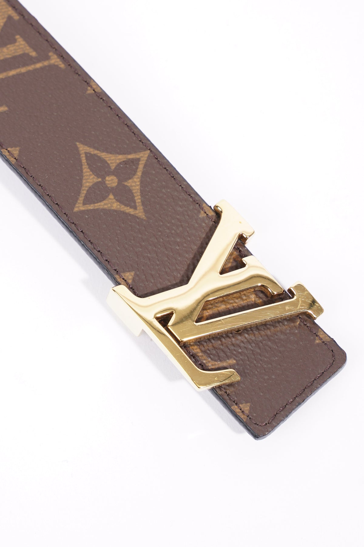 Louis Vuitton 90/36 Ivory x Gold LV Cut Out initials Belt 71lk328s
