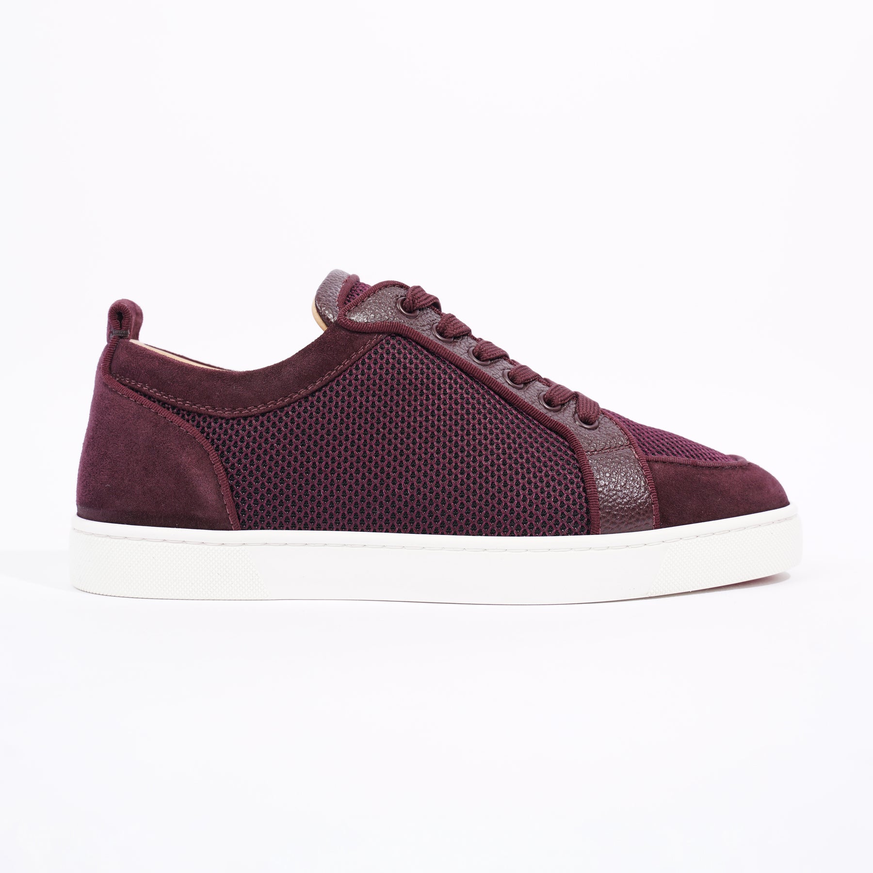 Purple red bottom on sale sneakers