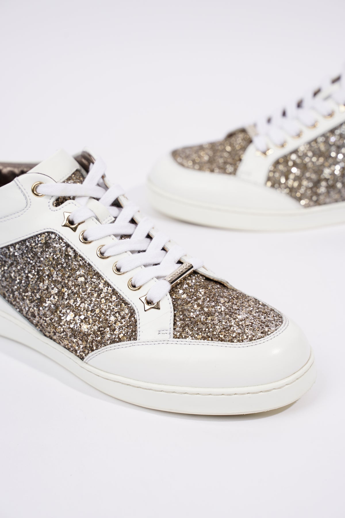 Jimmy choo miami hot sale white trainers