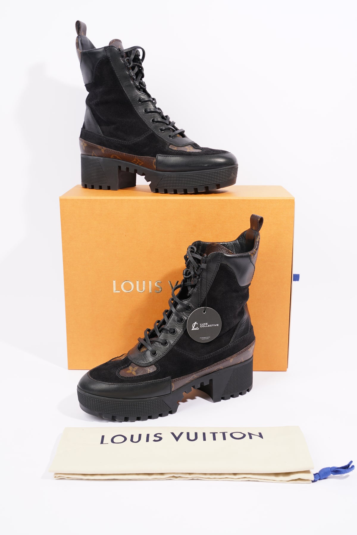 Louis Vuitton Womens Laureate Ankle Boot Black / Blue / Yellow EU