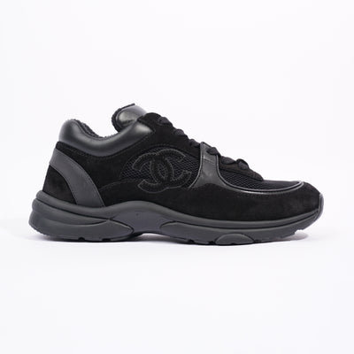 Chanel Interlocking CC Logo Suede Athletic Sneakers Black Trainers