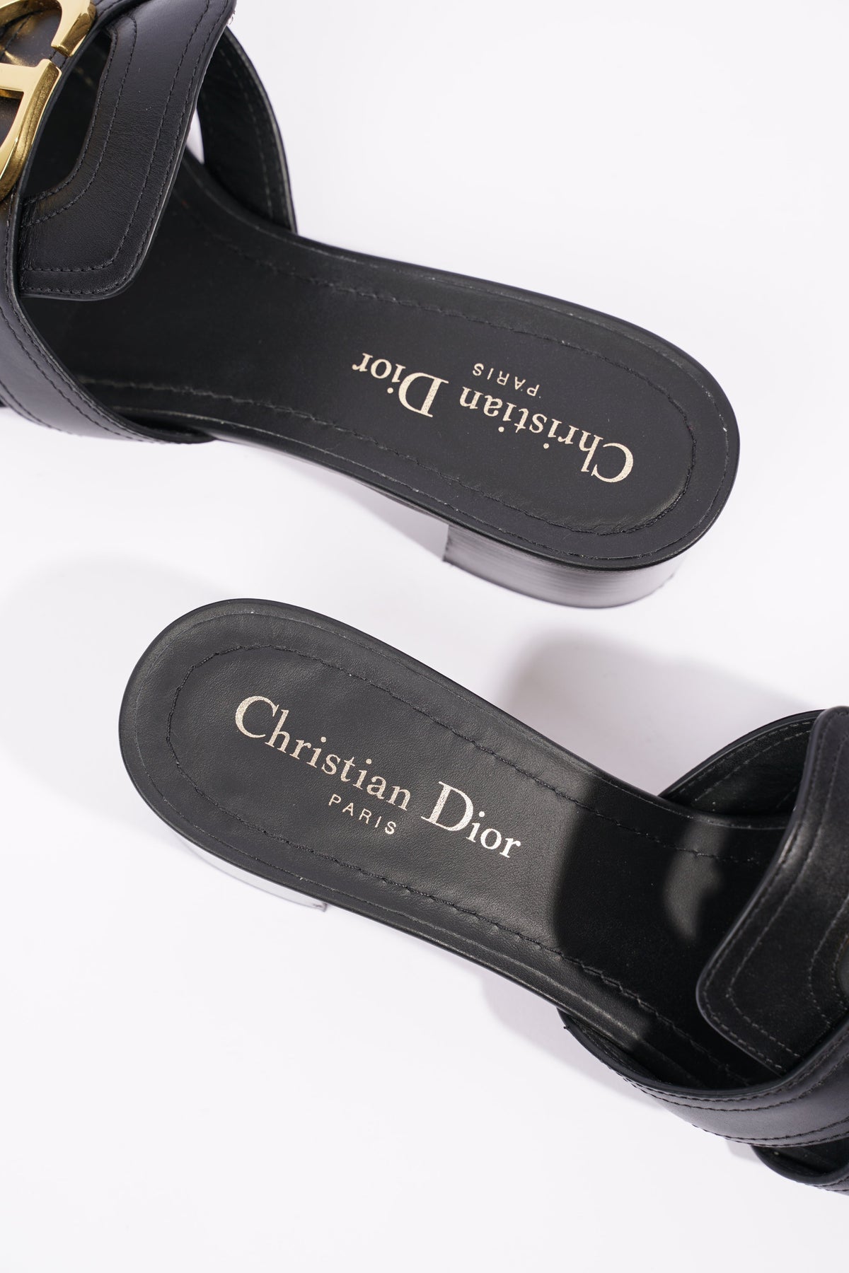 Dior sandals discount black and gold