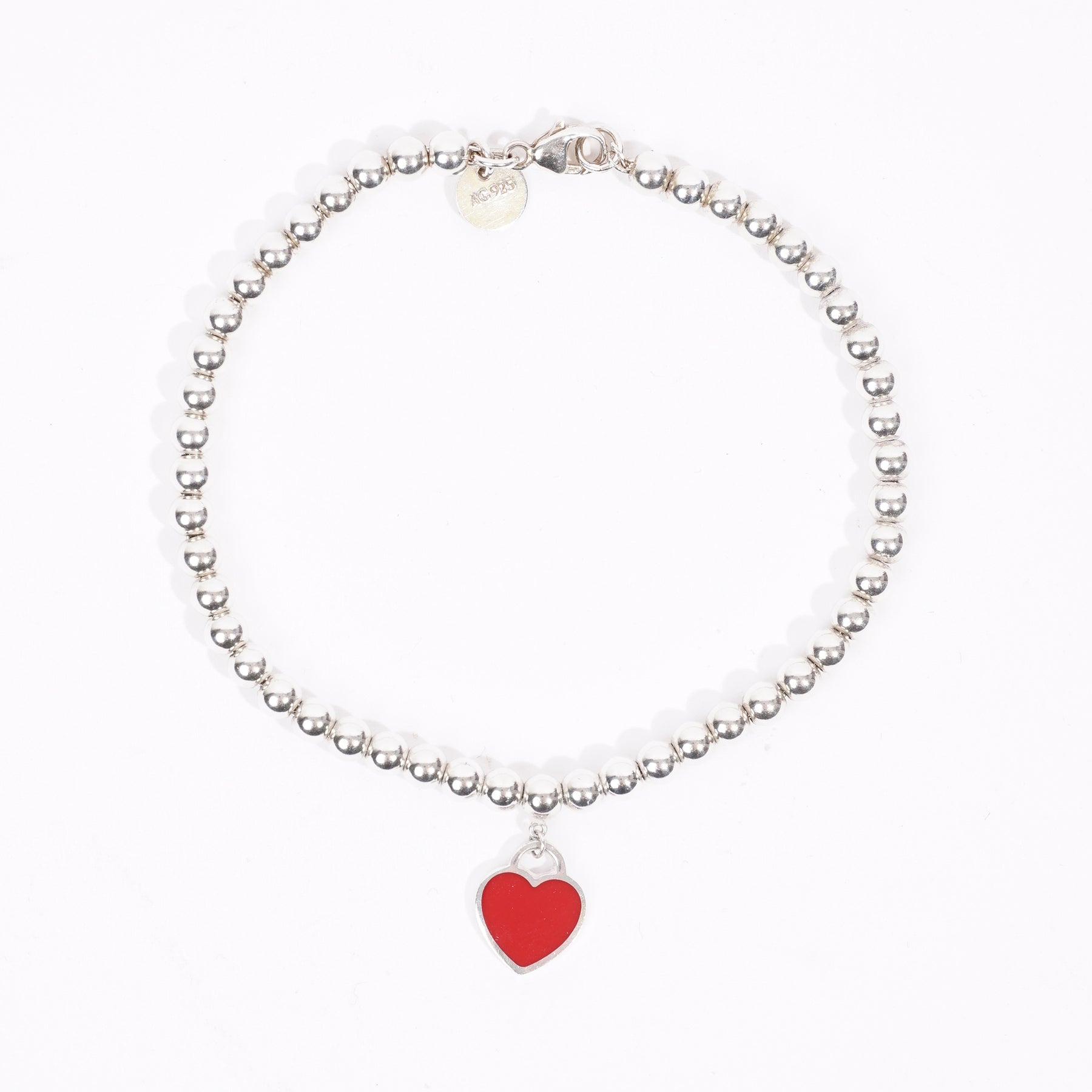 Return to Tiffany™ Pink Mini Heart Bead Bracelet in Silver with a Diamond,  4 mm | Tiffany & Co.