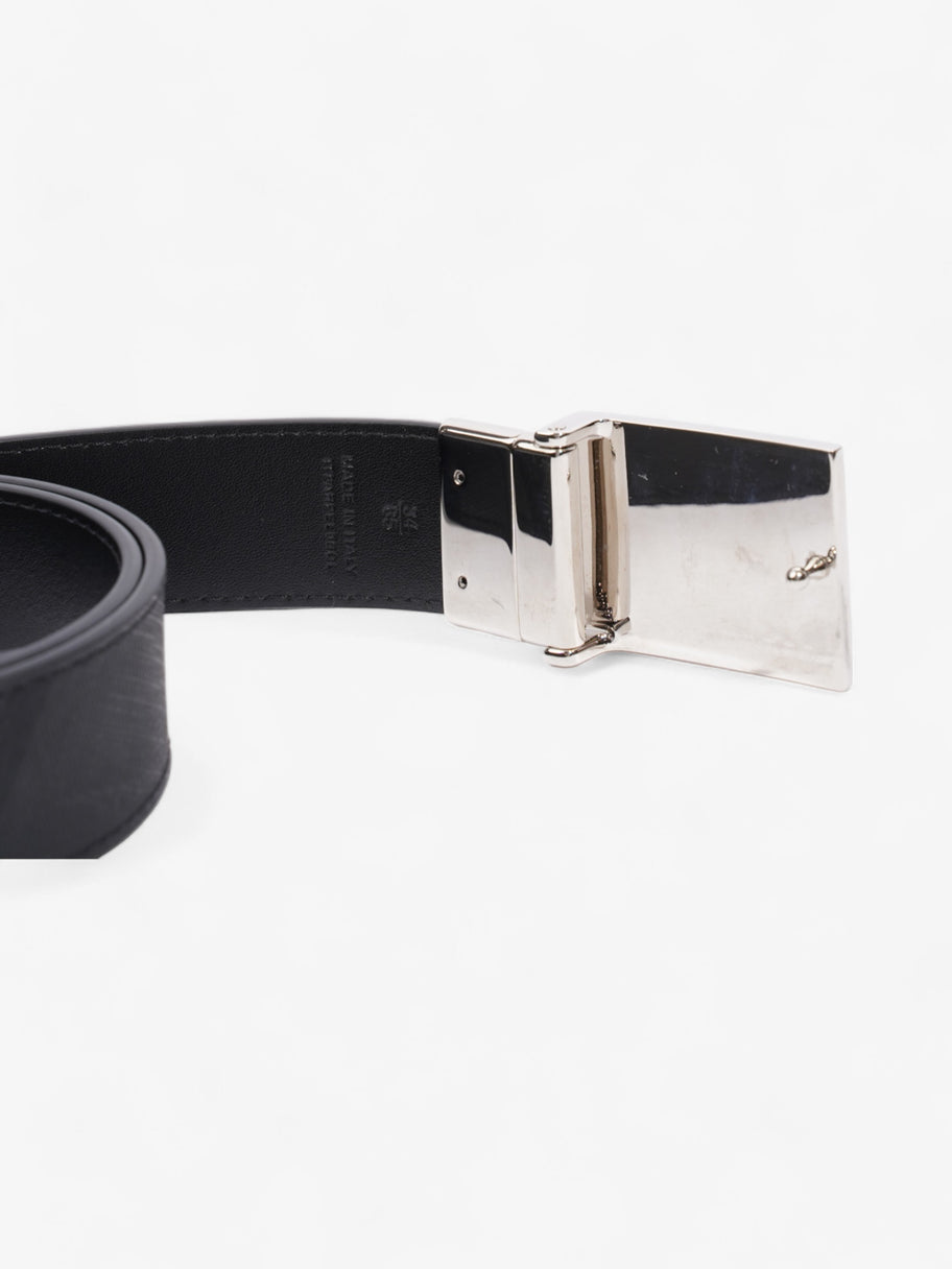 Burberry Reversible Plaque Belt Black / Silver Coated Canvas 85cm / 34