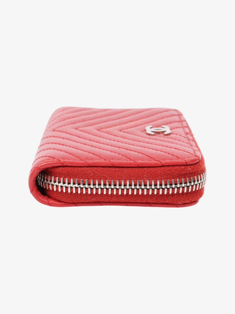 Chanel Zip Around Coin Purse Red Lambskin Leather Image 2