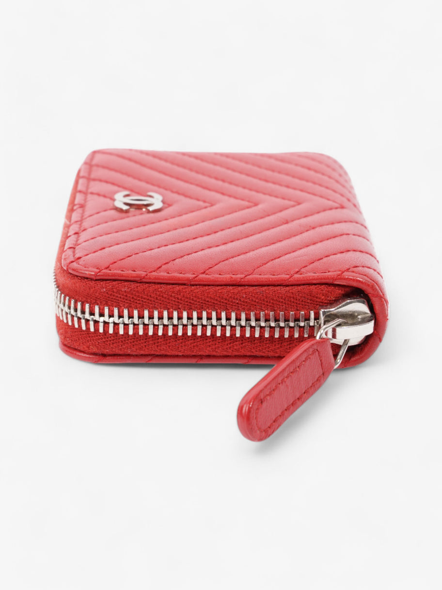 Chanel Zip Around Coin Purse Red Lambskin Leather Image 4