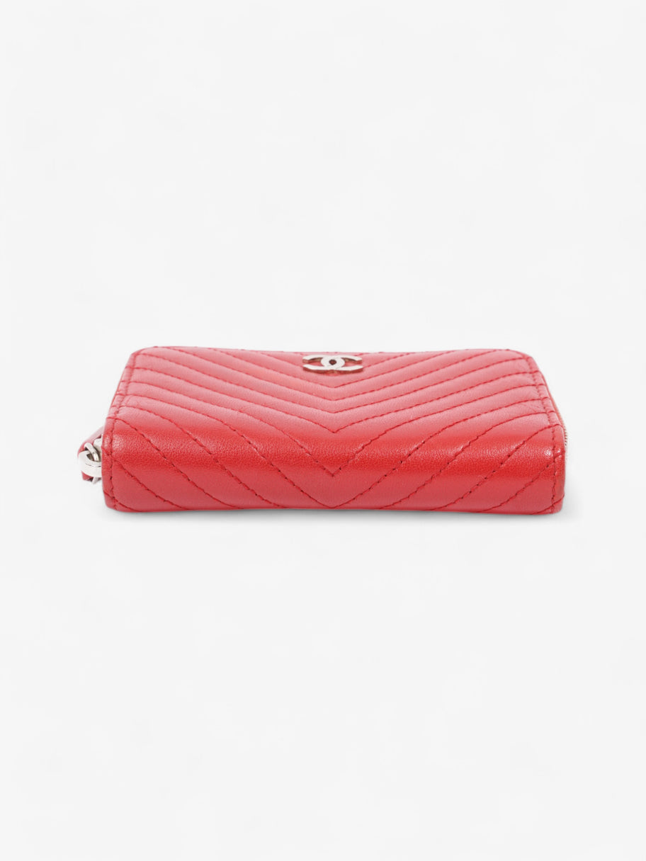 Chanel Zip Around Coin Purse Red Lambskin Leather Image 5