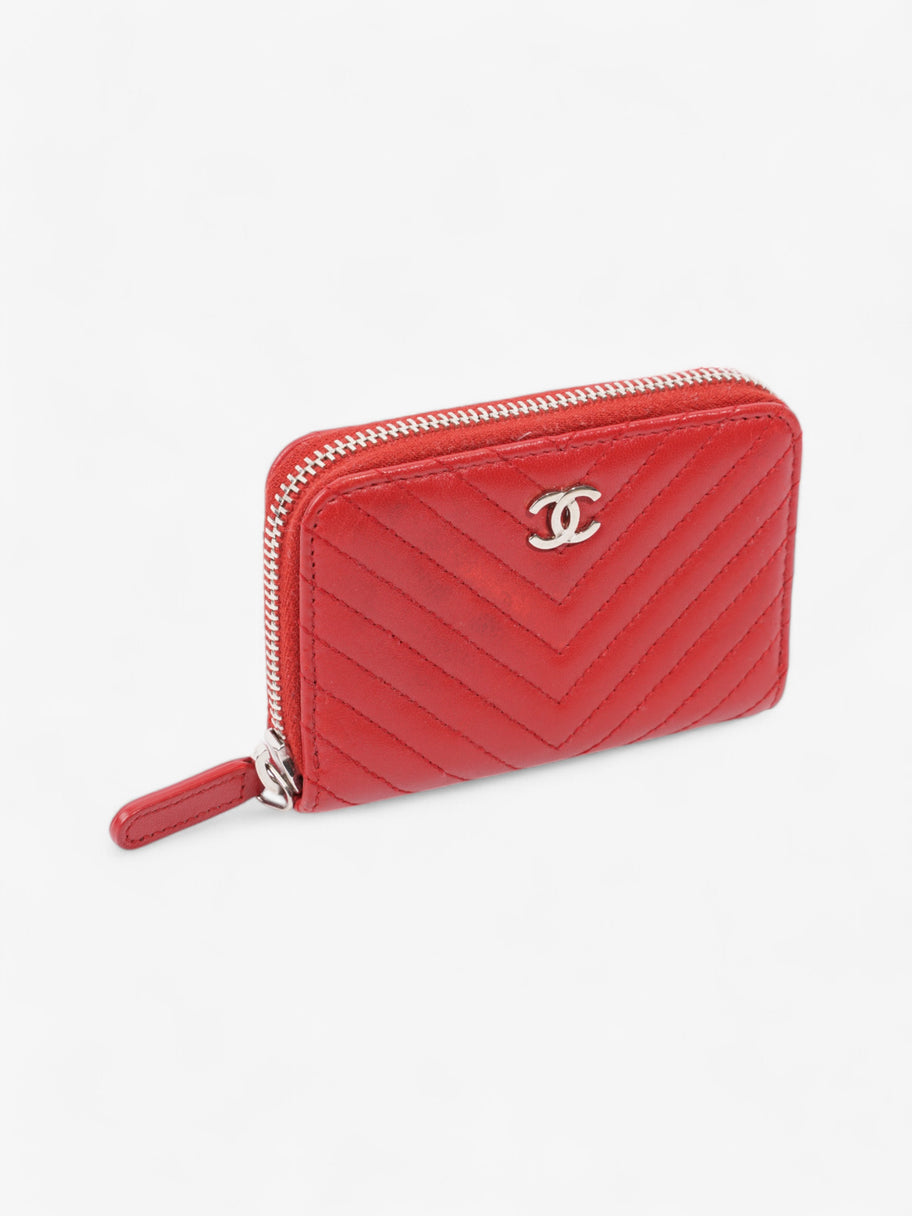 Chanel Zip Around Coin Purse Red Lambskin Leather Image 6