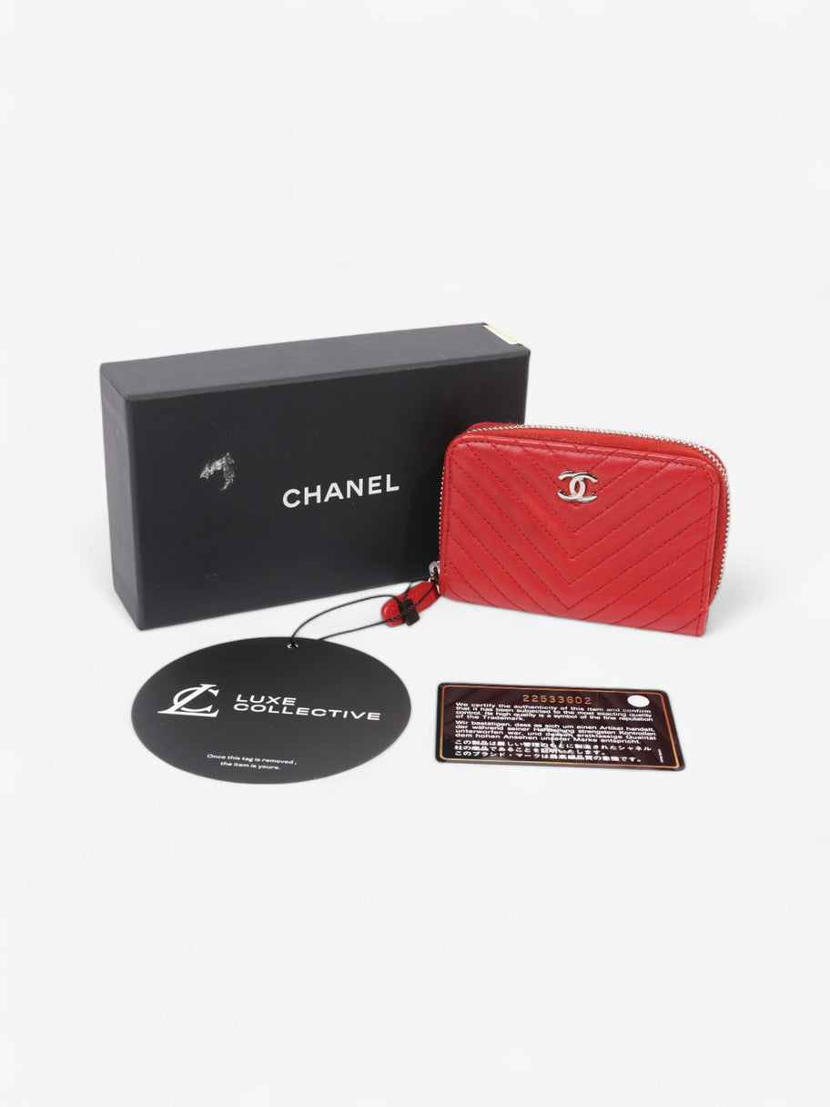 Chanel Zip Around Coin Purse Red Lambskin Leather Image 8