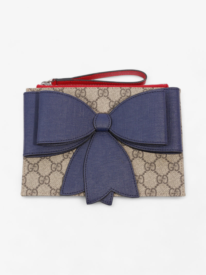  Gucci GG Bow Wristlet GG Supreme / Blue / Red Coated Canvas