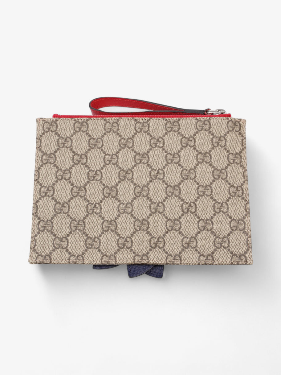 Gucci GG Bow Wristlet GG Supreme Blue Red Coated Canvas Luxe Collective