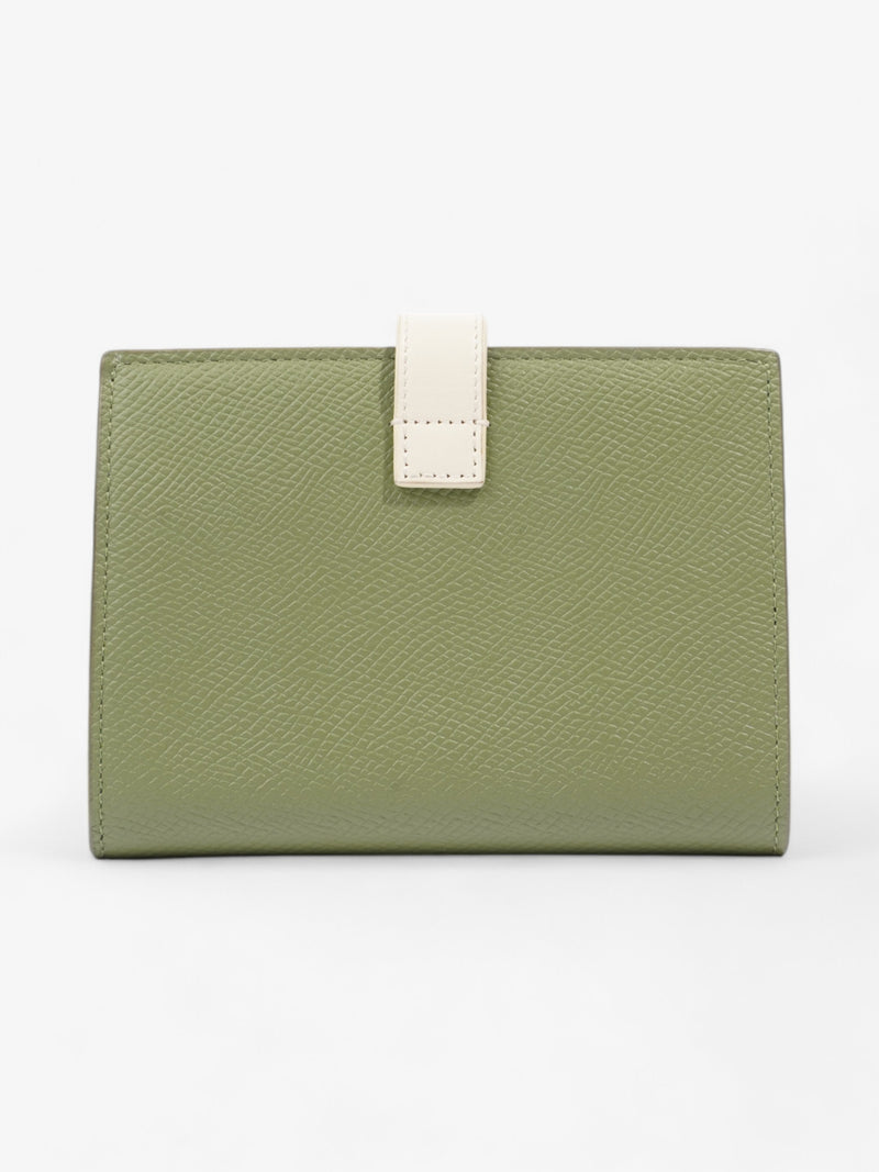  Celine Strap Wallet Green / Cream Leather