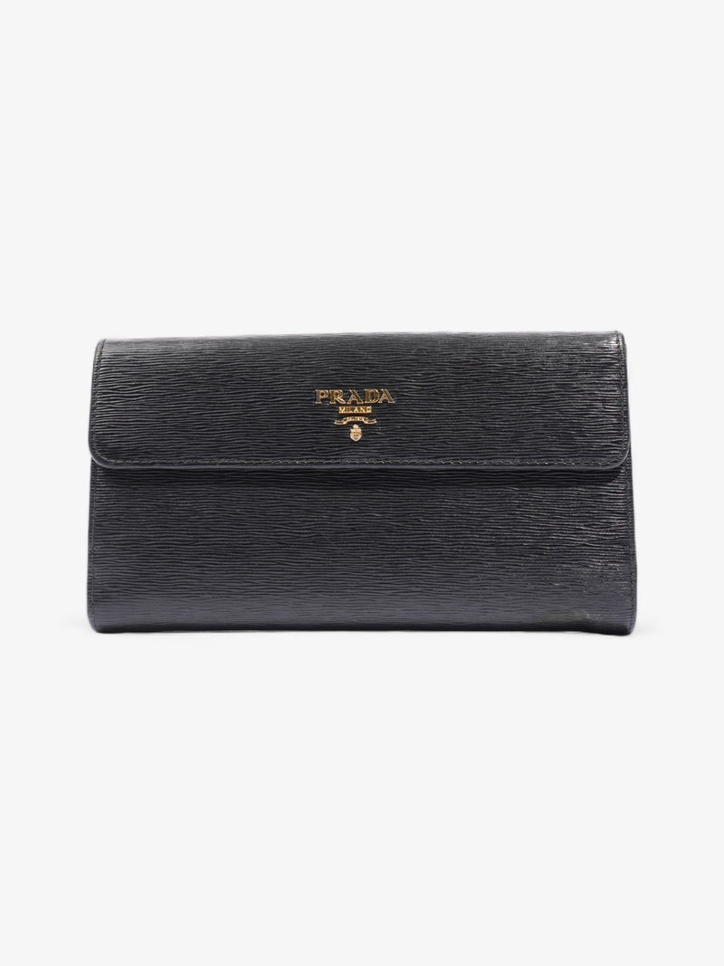  Continental Flap Wallet Black Leather