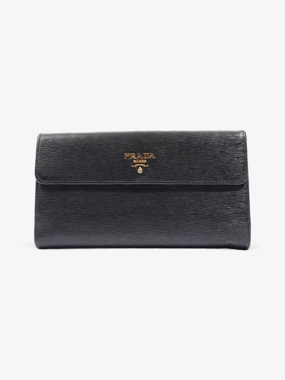 Prada Continental Flap Wallet Black Leather Image 1