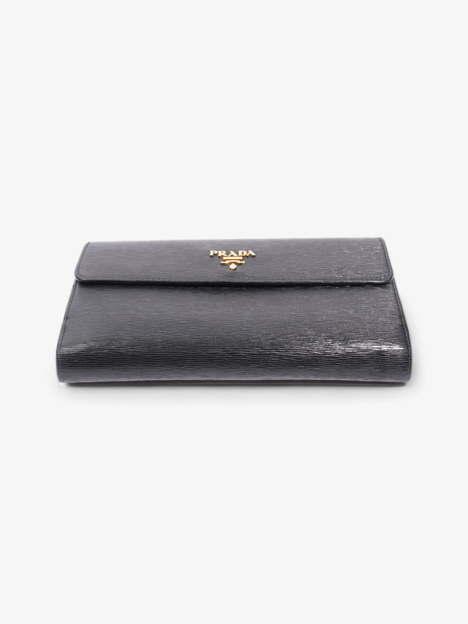 Prada Continental Flap Wallet Black Leather Image 5