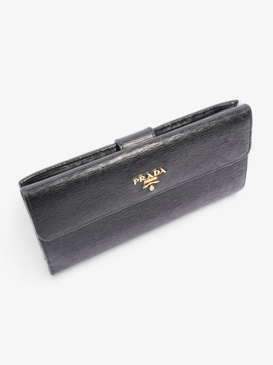 Prada Continental Flap Wallet Black Leather Image 6