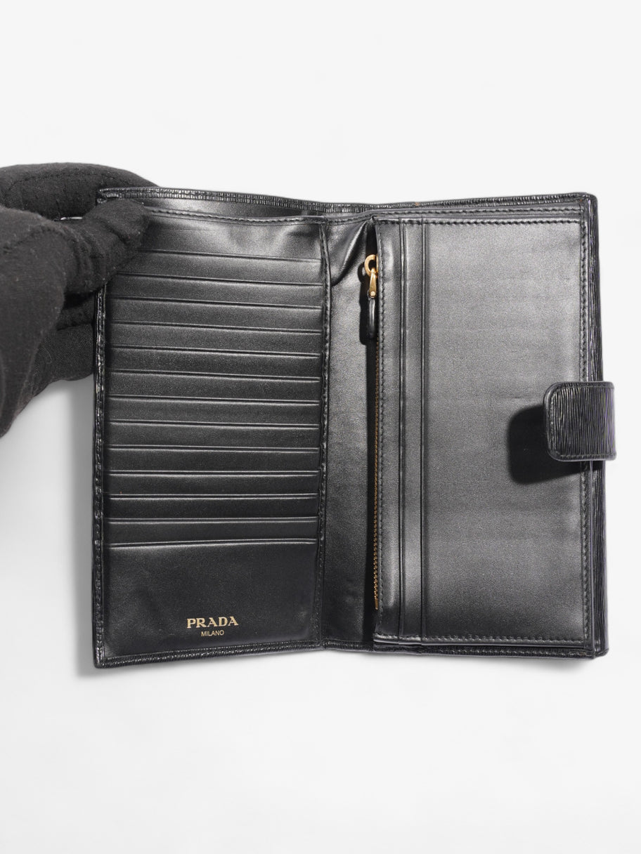 Prada Continental Flap Wallet Black Leather Image 8