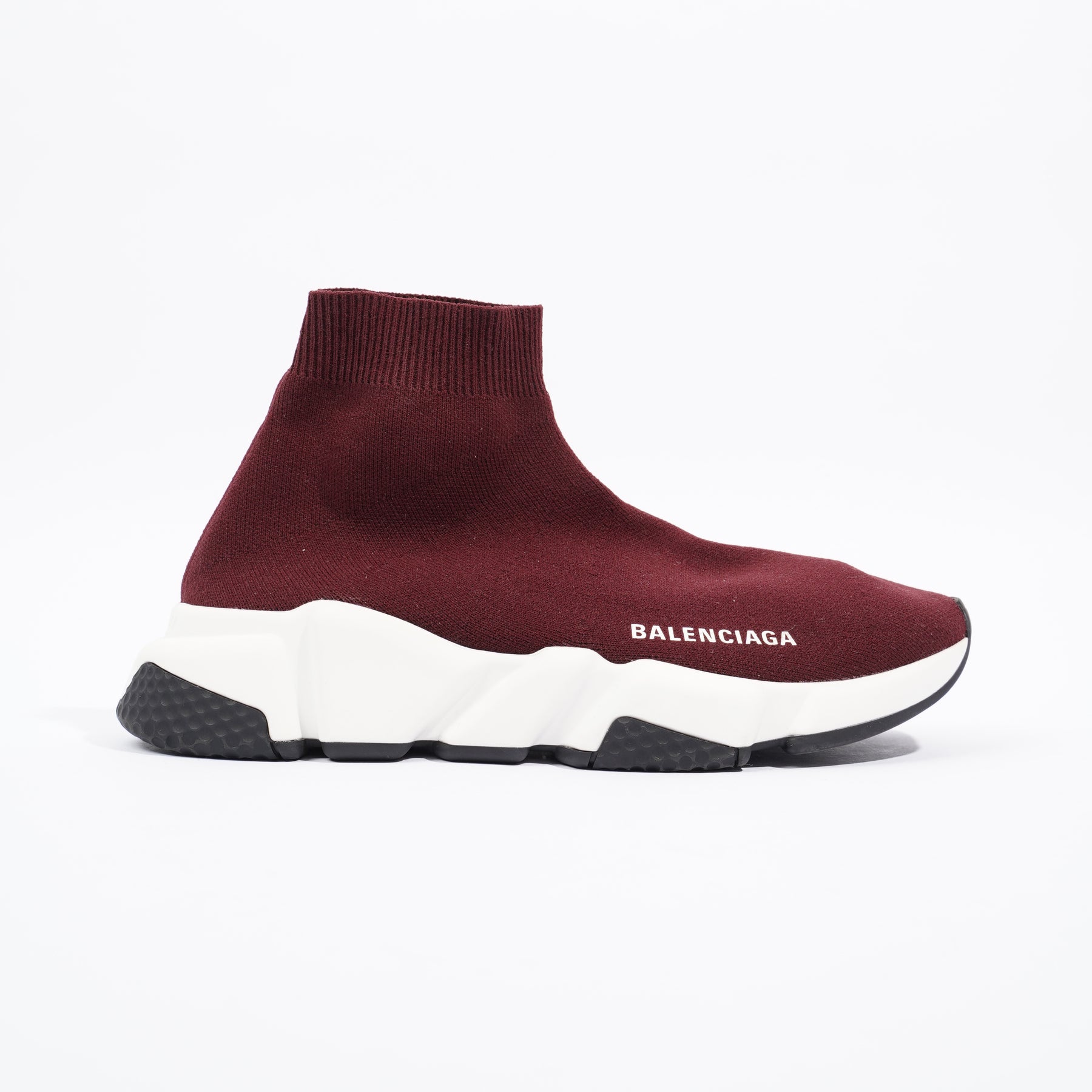 maroon balenciaga speed trainers