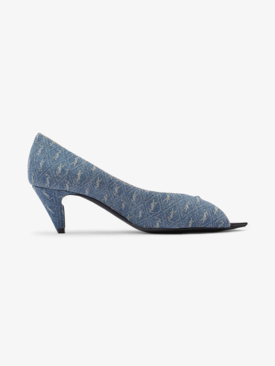 Saint Laurent Lola Monogram Denim Heels 50 Blue  Denim EU 36 UK 3 Image 4