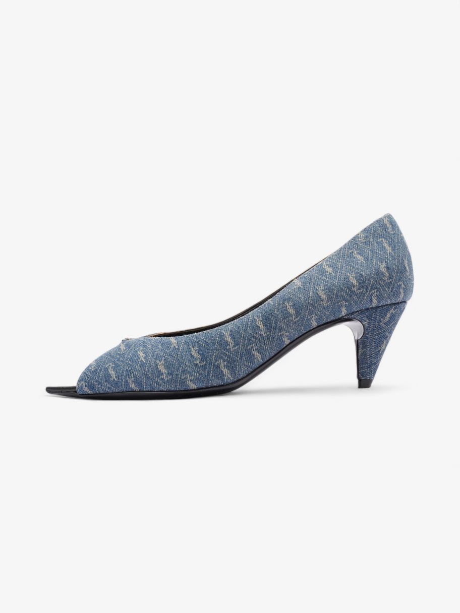 Saint Laurent Lola Monogram Denim Heels 50 Blue  Denim EU 36 UK 3 Image 5