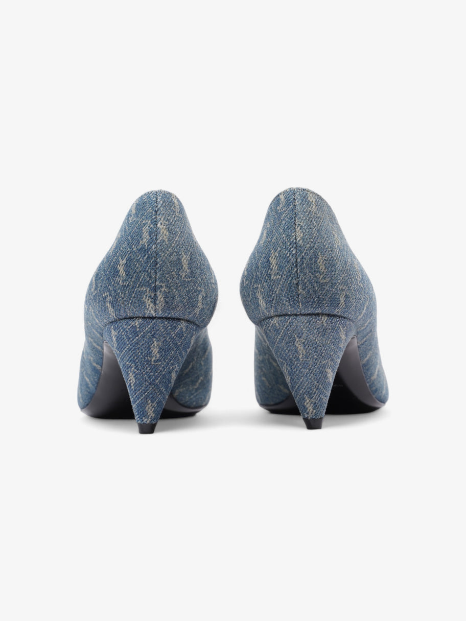 Saint Laurent Lola Monogram Denim Heels 50 Blue  Denim EU 36 UK 3 Image 6