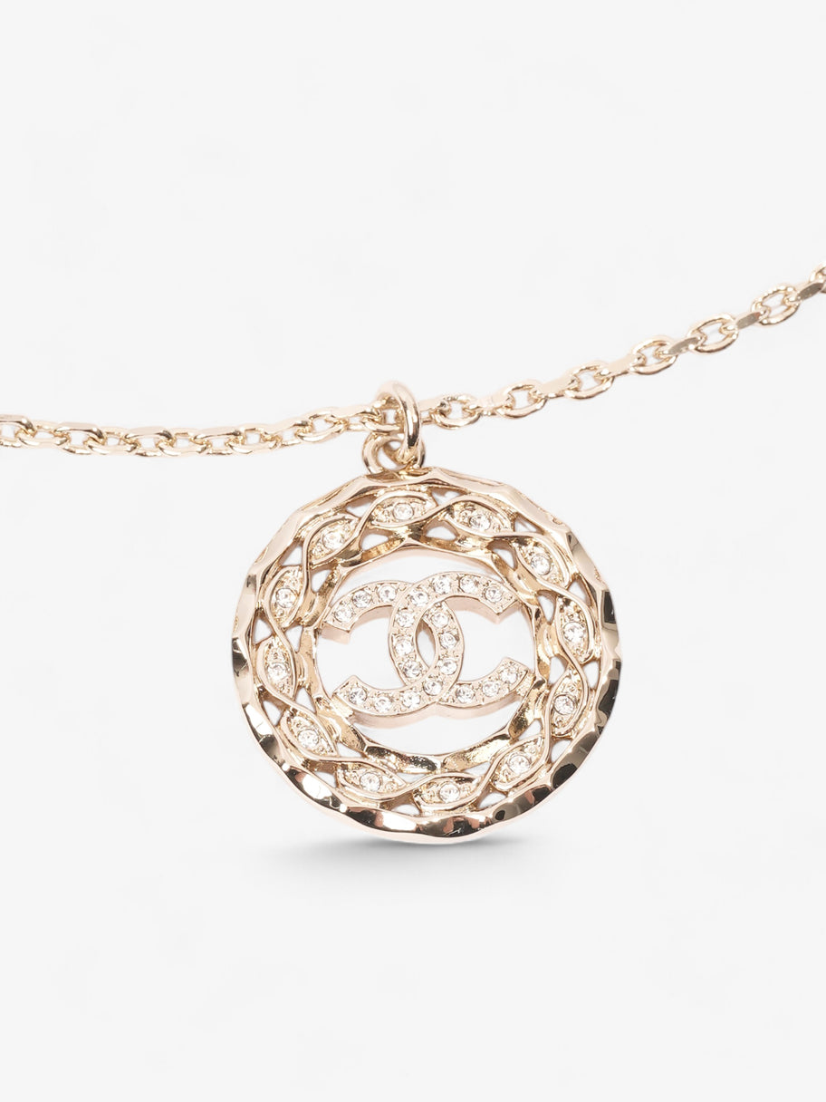 Chanel CC Medallion Necklace Light Gold Base Metal Image 2