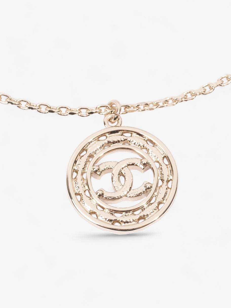 Chanel CC Medallion Necklace Light Gold Base Metal Image 3