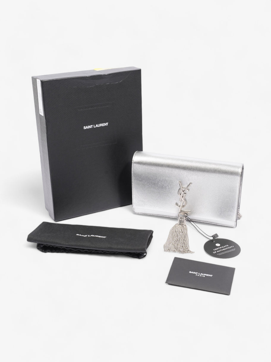 Saint Laurent Kate Monogram Tassel Silver Leather Image 10