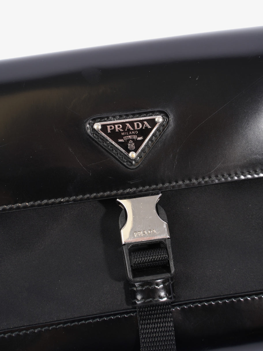 Prada Buckle-Flap Branded Messenger Black Re Nylon Image 9