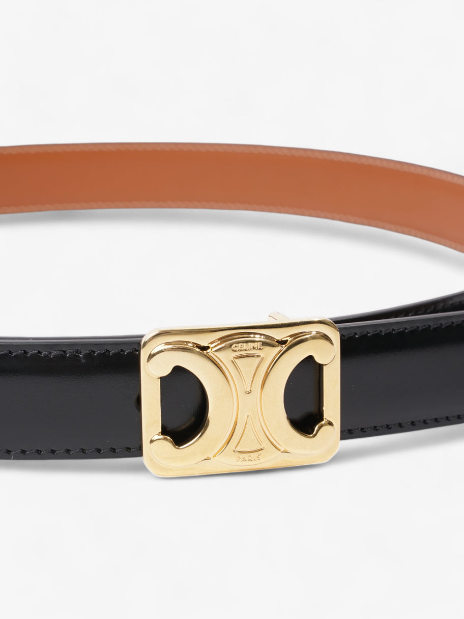 Celine Triomphe Reversible Belt Black / Gold / Brown Leather 85cm Image 2