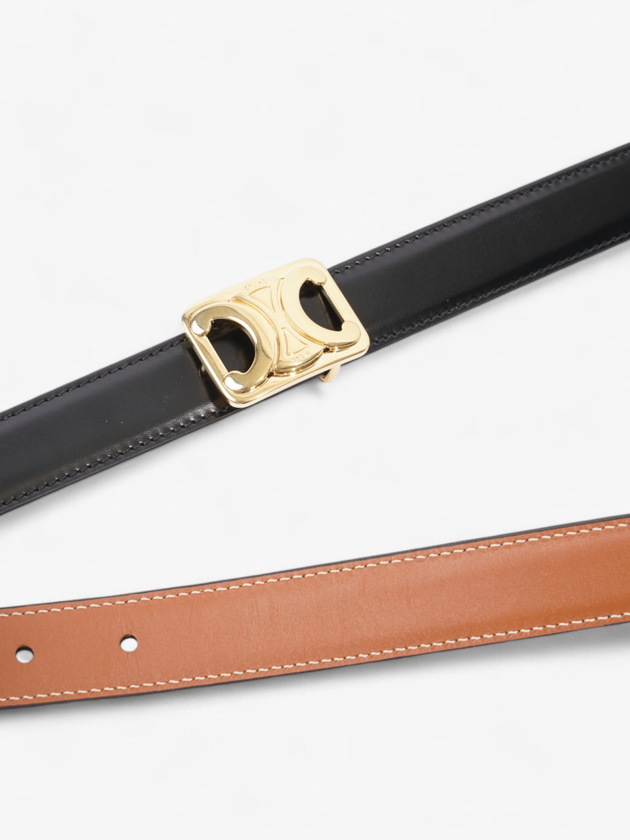 Celine Triomphe Reversible Belt Black / Gold / Brown Leather 85cm Image 5