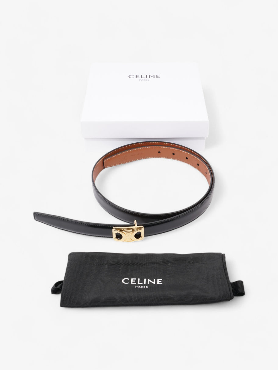 Celine Triomphe Reversible Belt Black / Gold / Brown Leather 85cm Image 6