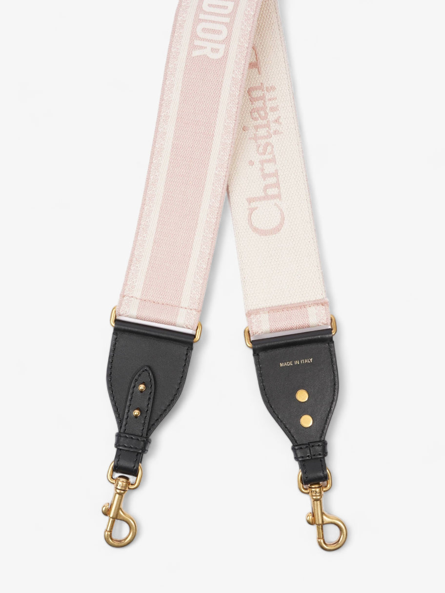 Christian Dior Embroidered Strap Pink / cream Canvas Image 2