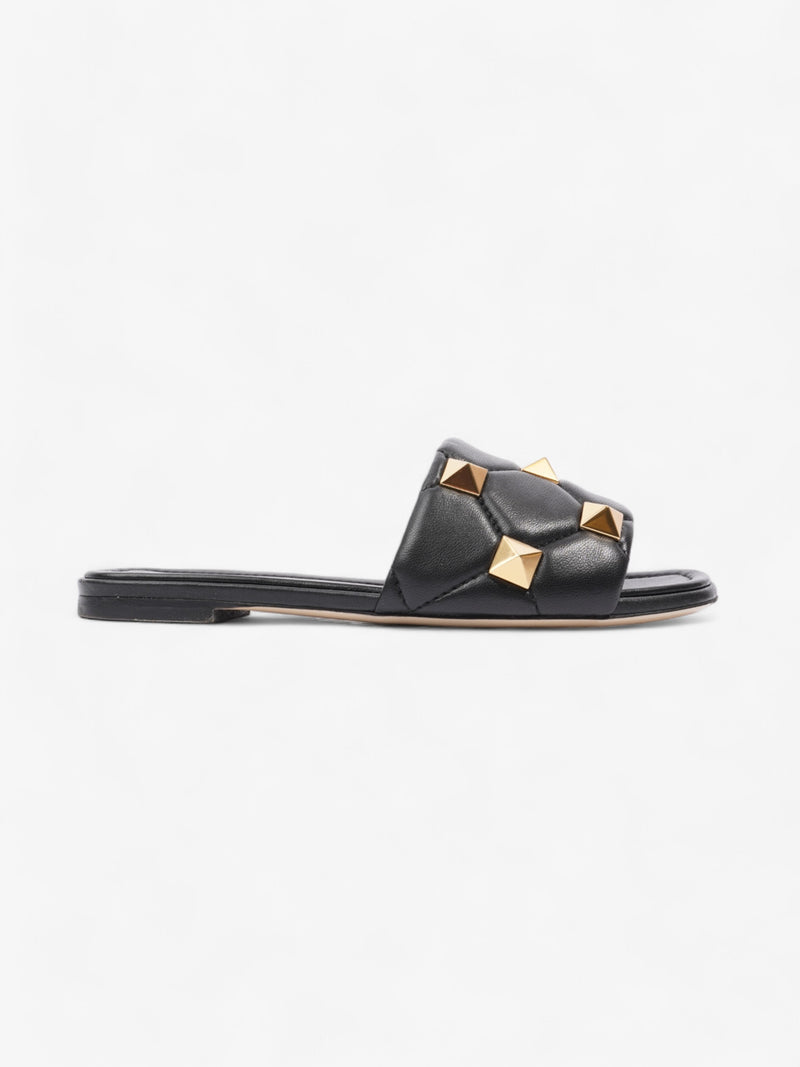  Valentino Rockstud Slides Black / Gold Leather EU 37 UK 4