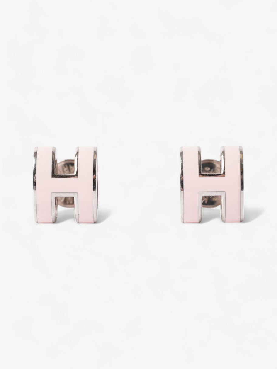 Hermes Mini Pop H Earrings Rose Dragee / Silver Enamel Image 1