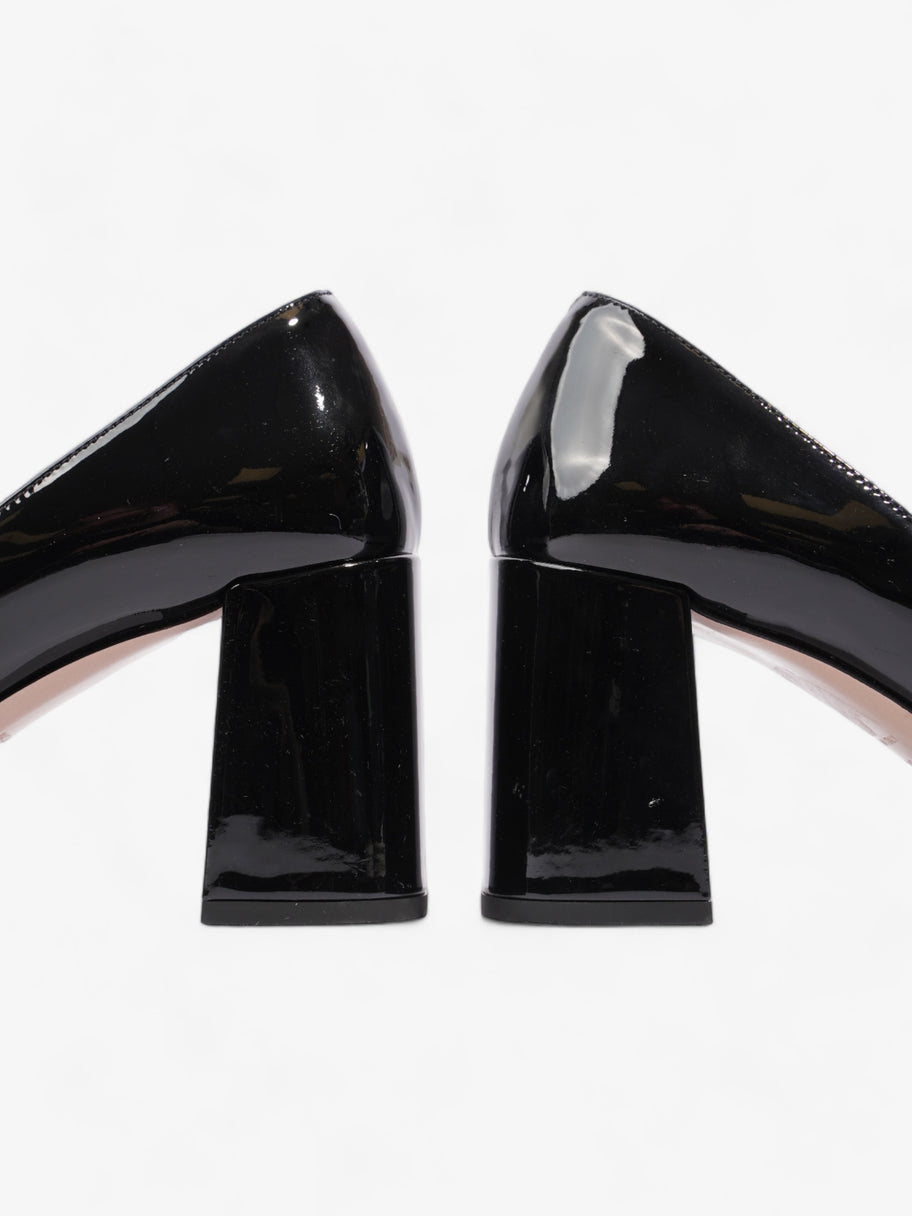 Prada Logo Block Heels 7.5cm Black Patent Leather EU 38 UK 5 Image 9