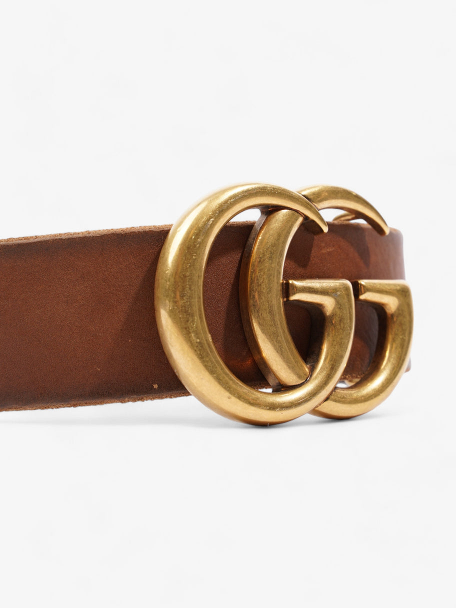 Gucci GG Marmont Wide Belt Brown / Gold Leather 85cm / 34